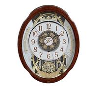 Rhythm Piano Wood Finish Large Magic Motion Musical Wall Clock