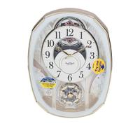 RHYTHM Rotating Pendulum Musical Clock with Swarovski Crystals - 30 Melodies, 6 Christmas Chimes, Night Auto-Off, Volume Control