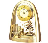 Rhythm Contemporary Motion Clock Rotating Pendulum Gold Colour Case 4SG607WS65