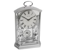 Rhythm Silver Swinging Pendulum and 2 Sweet Little Footmen with Handle Mantel Clock