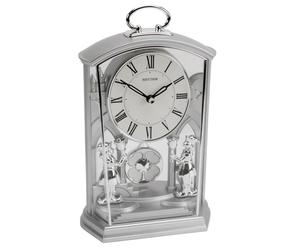 Rhythm Silver Swinging Pendulum and 2 Sweet Little Footmen with Handle Mantel Clock
