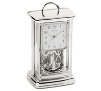 RHYTHM Silver Tone Mantel Clock - Analogue 12 Hour Display Quartz Contemporary