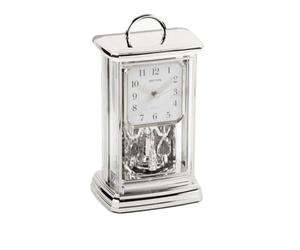 RHYTHM Silver Tone Mantel Clock - Analogue 12 Hour Display Quartz Contemporary