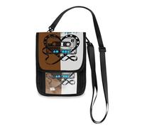 Rhythm Tape Haert Brown White Travel Wallet Passport Holder Hidden Neck pouching Slim Lightweight Crossbody Bag with Adjustable Strap