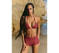 Rhythm Terry High-Waisted Boyshort Bikini Bottoms at Free People in Cherry, Size: Small - female