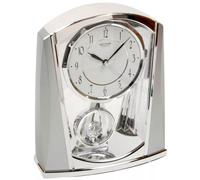Rhythm Unisex Wedge Sides Pendulum Cont Mantel Clock - Chrome