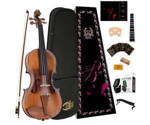 Rhythm Violin Set for Beginners,Acoustic Violins Starter Kit Package for Student,Beginners Fiddle with Hard Case, Rosin, Shoulder Rest, Bow, and Extra Strings (MATTE, Full)