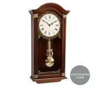 Rhythm Wood Pend Wall Clk Qtz West Chime/Strike Arched Top
