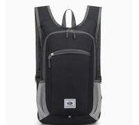 rhythnos Ultra Lightweight Foldable 20L Backpack - Water-Resistant Packable Rucksack w/Breathable Straps & Reflective Strip for Travel, Hiking, Cycling - Unisex Daypack(Black)