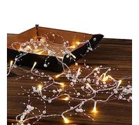 Rhytsing 36 LED White Pearl Garland Battery Operated String Lights with Timer Function for Wedding Christmas Party Event Decoration - 4.5M