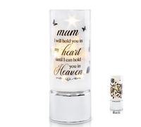 Rhytsing Memorial Gift - Battery Operated Flameless Candle with Timer Function, Glass Cylinder Lantern with Fairy Lights, Expressing Sympathy for Loss of Mother - D 8 cm x H 20cm