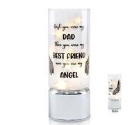 Rhytsing Memorial Gift - Battery Operated Flameless Candle with Timer Function, Glass Cylinder Lantern with Fairy Lights, Expressing Sympathy for Loss of Dad - D 8 cm x H 20cm