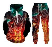 RIAAJ Men's Chinese Dragon Hoodie 3D Printed Loose Pullover Chinese Dragon Sports Shirt Jogging Suit Sports Set, F1, S