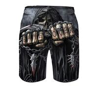 RIAAJ Men's Swim Shorts Men's Gothic Printed Short Summer Beach Casual Beach Shorts Print Drawstring Swimming Trunks, A8, XXL