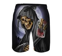 RIAAJ Men's Swim Shorts Men's Gothic Printed Short Summer Beach Casual Beach Shorts Print Drawstring Swimming Trunks, A5, XXL