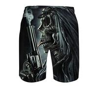 RIAAJ Men's Swim Shorts Men's Gothic Printed Short Summer Beach Casual Beach Shorts Print Drawstring Swimming Trunks, A4, XXL