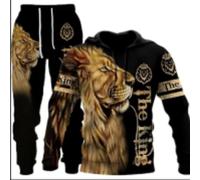 RIAAJ Wolf Tiger Lion Men's Jogging Suit, Tracksuit, Sports Suit, Men's Hooded + Trousers Set, Wolf3, XXL