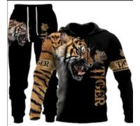 RIAAJ Wolf Tiger Lion Men's Jogging Suit, Tracksuit, Sports Suit, Men's Hooded + Trousers Set, Wolf4, L