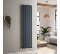 Riace Anthracite Vertical Flat Designer Radiator 1600x408mm Single Panel 2442 BTU
