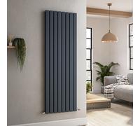 Riace Anthracite Vertical Flat Designer Radiator 1600x544mm Double Panel 4916 BTU