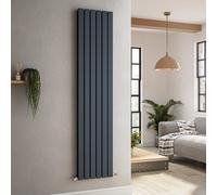 Riace Anthracite Vertical Flat Designer Radiator 1800x408mm Double Panel 4168 BTU