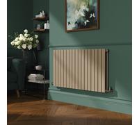 Riace Beige grey Horizontal Flat Designer Radiator 600x1156mm Double Panel 4370 BTU