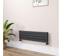 Riace Linea Midnight Black Flat Designer Radiator 280x1000mm Double Panel 1655 BTU - Horizontal Bars