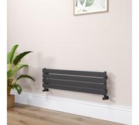 Riace Linea Midnight Black Flat Designer Radiator 280x1000mm Single Panel 1082 BTU - Horizontal Bars