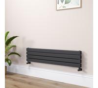 Riace Linea Midnight Black Flat Designer Radiator 280x1200mm Double Panel 1949 BTU - Horizontal Bars