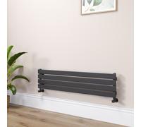 Riace Linea Midnight Black Flat Designer Radiator 280x1200mm Single Panel 1280 BTU - Horizontal Bars