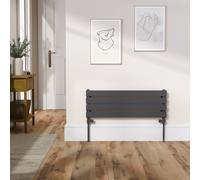 Riace Linea Midnight Black Flat Designer Radiator 280x800mm Single Panel 884 BTU - Horizontal Bars