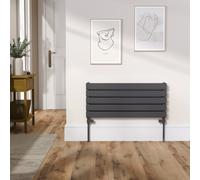 Riace Linea Midnight Black Flat Designer Radiator 350x800mm Double Panel 1693 BTU - Horizontal Bars
