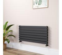 Riace Linea Midnight Black Flat Designer Radiator 490x1000mm Double Panel 2898 BTU - Horizontal Bars