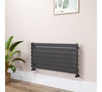 Riace Linea Midnight Black Flat Designer Radiator 490x1000mm Single Panel 1891 BTU - Horizontal Bars