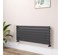 Riace Linea Midnight Black Flat Designer Radiator 490x1200mm Single Panel 2239 BTU - Horizontal Bars