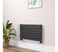 Riace Linea Midnight Black Flat Designer Radiator 490x800mm Double Panel 2369 BTU - Horizontal Bars