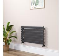Riace Linea Midnight Black Flat Designer Radiator 490x800mm Single Panel 1546 BTU - Horizontal Bars