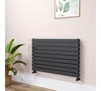 Riace Linea Midnight Black Flat Designer Radiator 630x1000mm Double Panel 3727 BTU - Horizontal Bars
