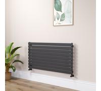 Riace Linea Midnight Black Flat Designer Radiator 630x1200mm Single Panel 2881 BTU - Horizontal Bars