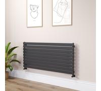 Riace Linea Midnight Black Flat Designer Radiator 630x1400mm Single Panel 3331 BTU - Horizontal Bars