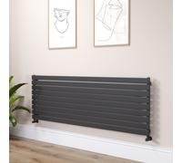 Riace Linea Midnight Black Flat Designer Radiator 630x1800mm Single Panel 4266 BTU - Horizontal Bars