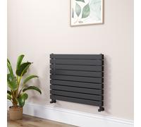 Riace Linea Midnight Black Flat Designer Radiator 630x800mm Double Panel 3044 BTU - Horizontal Bars