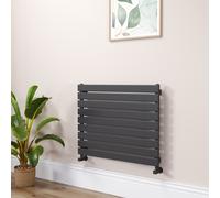 Riace Linea Midnight Black Flat Designer Radiator 630x800mm Single Panel 1990 BTU - Horizontal Bars