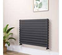 Riace Linea Midnight Black Flat Designer Radiator 770x1000mm Double Panel 4553 BTU - Horizontal Bars