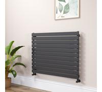 Riace Linea Midnight Black Flat Designer Radiator 770x1000mm Single Panel 2973 BTU - Horizontal Bars