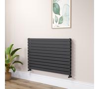 Riace Linea Midnight Black Flat Designer Radiator 770x1200mm Double Panel 5358 BTU - Horizontal Bars