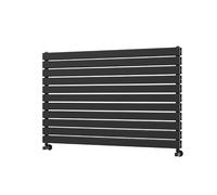 Riace Linea Midnight Black Flat Designer Radiator 770x1200mm Double Panel 5358 BTU - Horizontal Bars