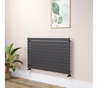 Riace Linea Midnight Black Flat Designer Radiator 770x1200mm Single Panel 3519 BTU - Horizontal Bars