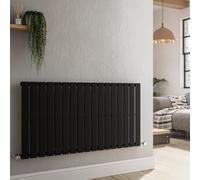Riace Midnight Black Horizontal Flat Designer Radiator 600x1156mm Single Panel 2701 BTU
