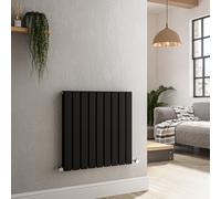 Riace Midnight Black Horizontal Flat Designer Radiator 600x612mm Double Panel 2313 BTU